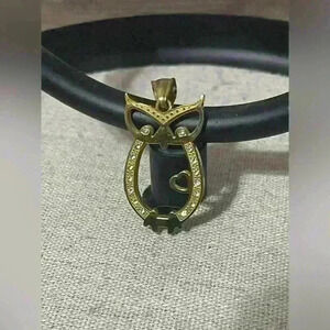 Gold Tone Owl Necklace Charm ONLY